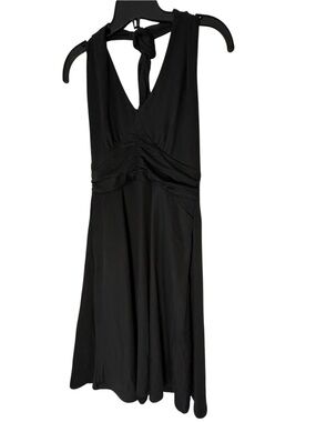V-Neck Halter Dress.  Black. See pictures measurements